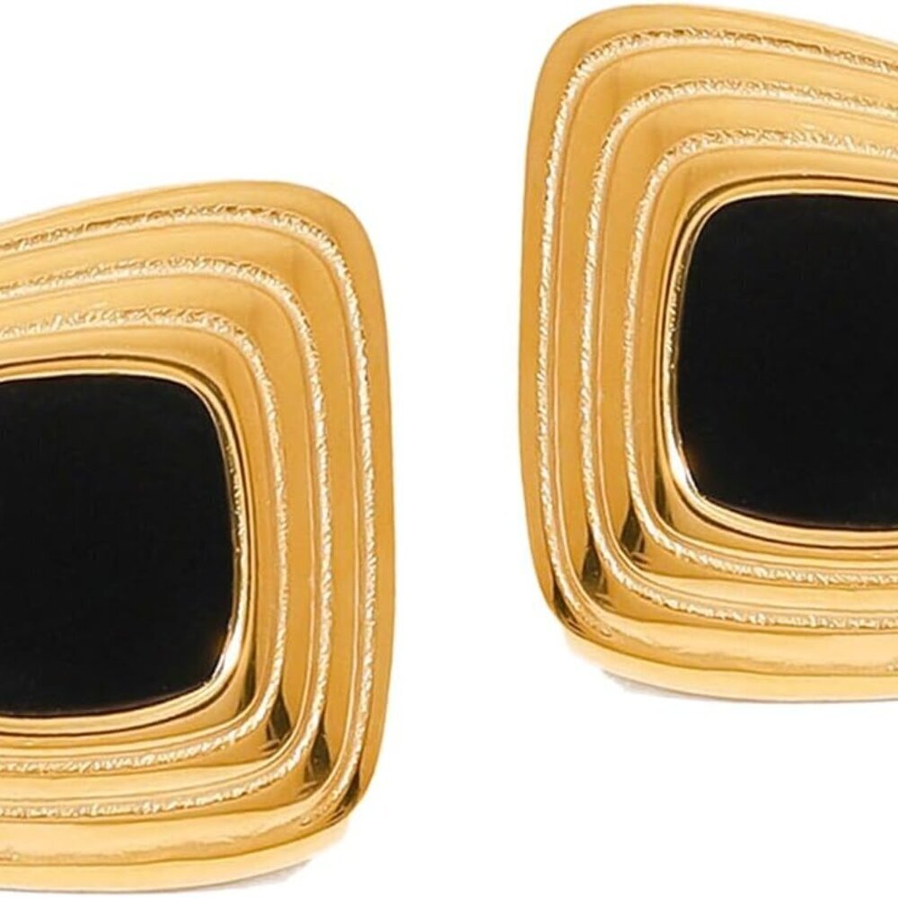 Gold Stainless Steel Earrings Women Stylish Geometric Stud Jewelry